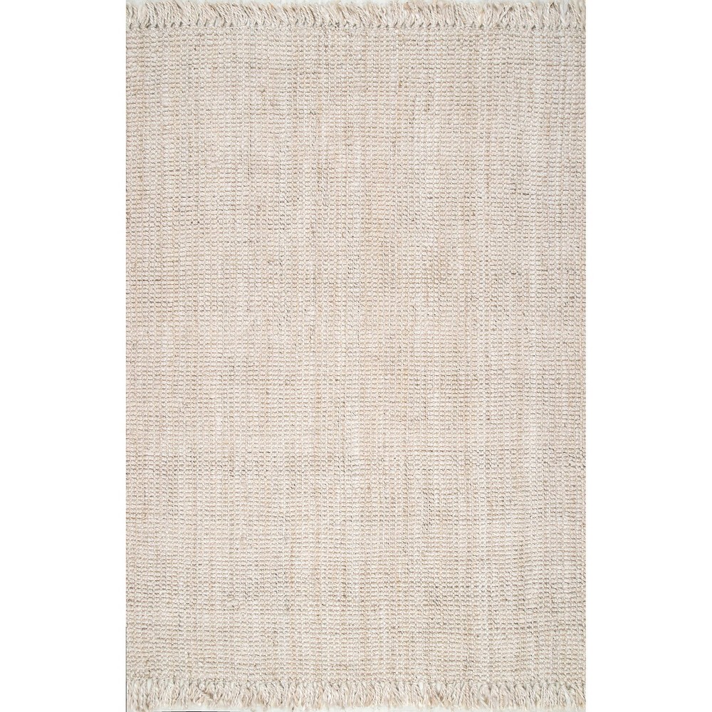 5'x7'6in Hand Woven Chunky Loop Jute Area Rug Off White - nuLOOM