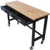 Okak 48/60IN Wide Office Desk with Adjustable Height, Standing Desk with Metal Wheels, Computer Desk for Living Room, Workshop, Office - 3 of 4
