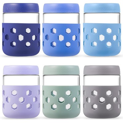 Pack of 6 (6 oz) Color-sealed glass chia seed pudding Mason jars, perfect for making delicious treats. 16oz - Indigo Orchid, 6-Pack 4.7*3.4*4.7