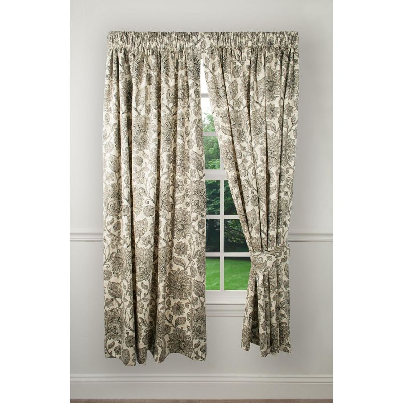 Ellis Curtain Swirling Print Florence Lined Window Tailored Panel - 50 x 84, Black, 2 of 4