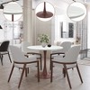 LeisureMod Bristol 27" Round Dining Table – MDF Top with Walnut Steel Pedestal Base, Modern Kitchen & Dining Room Accent Table for Small Spaces - 3 of 4