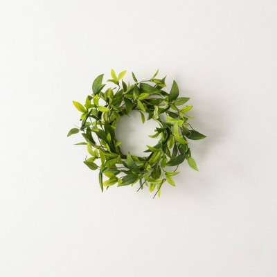Sullivans Artificial Ruscus & Twig Mini Wreath 12"H; Green