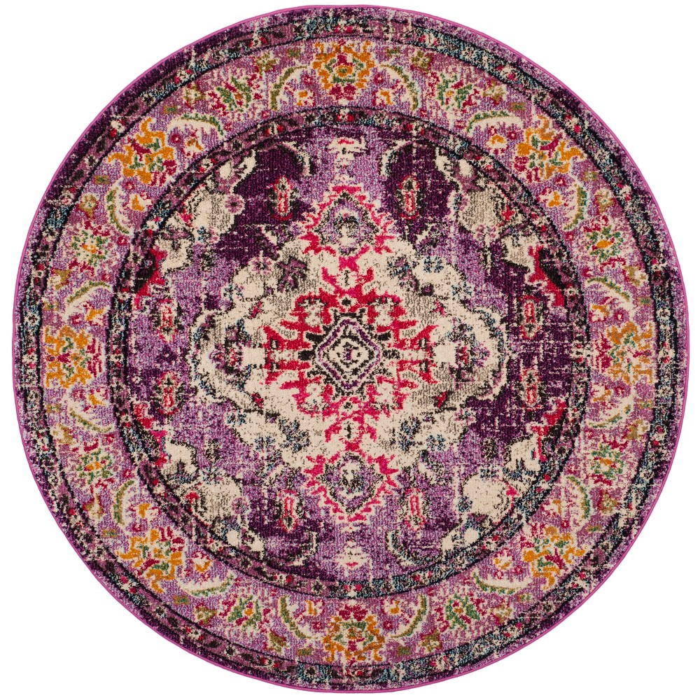 5' Medallion Round Area Rug Violet/Fuchsia - Safavieh