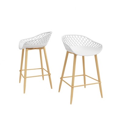 Set of 2 Kurv Counter Height Barstool White/Natural - Jamesdar