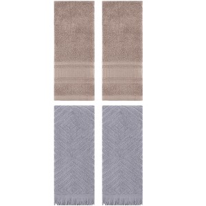 REGALWOVEN 4 Pcs Bathroom Cotton Soft and Absorbent Geometric Hand Towel 13" x 29" - 1 of 4