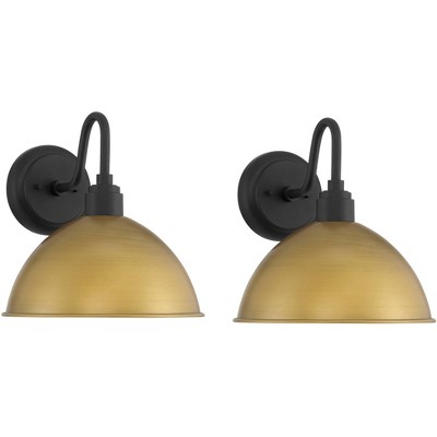 Possini Euro Design Miles 12 1/2" High Modern Industrial Outdoor Wall Light Fixture Mount Porch House Exterior Outside Set of 2 Weatherproof Black