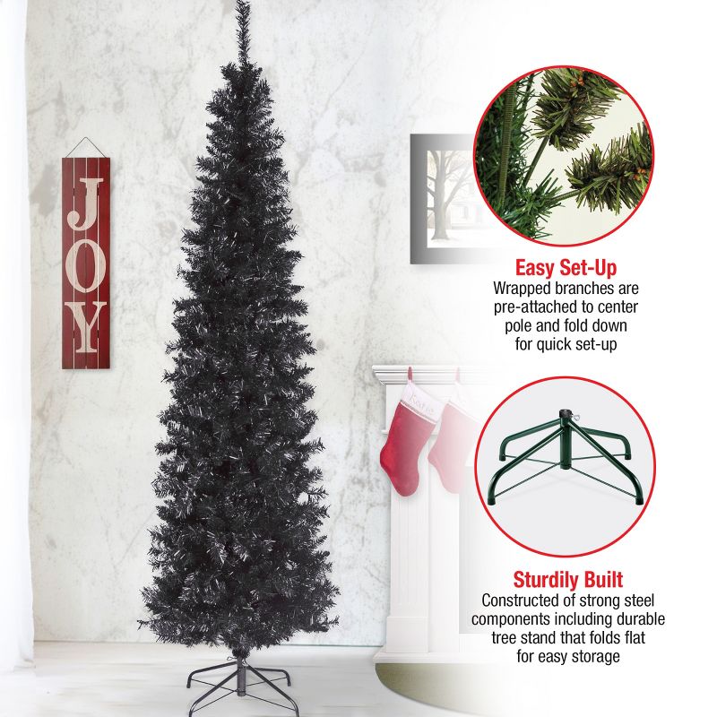 6' Unlit Slim Black Tinsel Artificial Christmas Tree - National Tree Company, 5 of 6