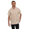 Super Triple Goose Men’s Short Sleeve Button-Up Shirt – Lightweight Striped Casual Shirt with Chest Pocket - 3 of 4