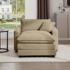 Corduroy Single Chair Sofa with Footstool and Pillow, Deep Seat Lounge Chair for Living Room, Bedroom, Club - 2 of 4