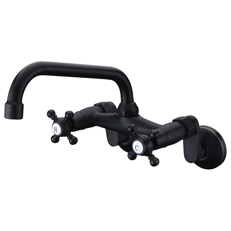 Sumerain Wall Mount Sink Faucet,Oil Rubbed Bronze Finish, 3" to 9" Adjustable Spread with Two Handle, 1 of 16