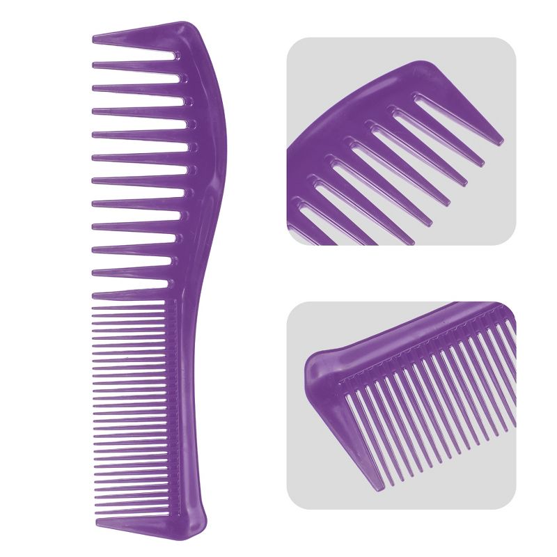 Unique Bargains Anti Static Hair Comb Wide Tooth for Thick Curly Hair Hair Care Detangling Comb For Wet and Dry 2 Pcs, 3 of 7