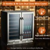 Wine Cooler, Refrigerator - Towallmark 2BC-T 6.24 Cu.Ft Black, 33-Bottle/96-Can Dual Zone with Blue Light, Safety Lock & Removable Wooden Shelves - 3 of 4