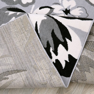 Gray Floral Synthetic 8' x 10' Area Rug