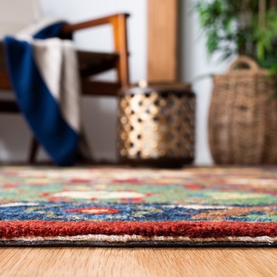 Heritage Red and Blue Hand-Tufted Wool Area Rug, 5' x 8'