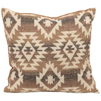 Northlight 15" Brown Southwestern Pattern Worsted Square Throw Pillow