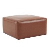 NicBex Modern 30" Square Ottoman Leather Footstools with Cushioned Seat for Bedroom and Living Room, Brown - 3 of 4