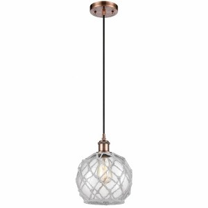 Farmhouse Rope - 1 Light Cord Hung Mini Pendant In Industrial Style-10 Inches Tall and 8 Inches Wide - 1 of 1