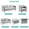 Sonkuki 7 Pieces Patio Sofa with Rectangle Fire Pit Table and Ottomans, Wicker Conversation Couch, Navy Blue Cushion - 3 of 4