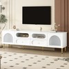78.8" TV Stand with Ventilated Top Drawer and 2 Glass Cabinets, Sideboard Cabinet with 4 Drawers, Six Metal Legs, and Anti-tip Device for Living Room - 2 of 4
