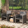 Tangkula 3 Pieces Patio Furniture Set PE Rattan Chairs Set w/ Storage Coffee Table - 2 of 4