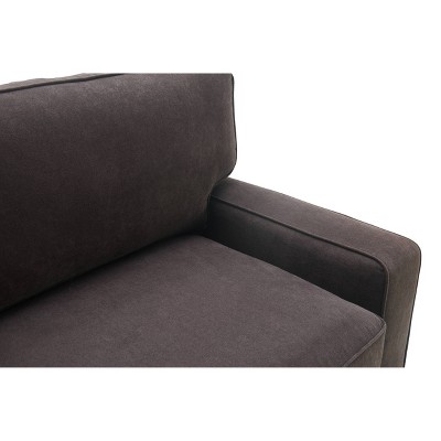 Dark Brown Microsuede Track Arm Sofa with Pillow Back