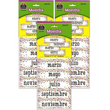 Teacher Created Resources® Confetti Spanish Monthly Headliners, 12 Per Pack, 3 Packs
