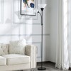 Vynxaria Floor Lamps, 71.3", 2 - Light Setup, Rose - White Arched Shades, Black Body, for Bedroom/Living Room - 2 of 4
