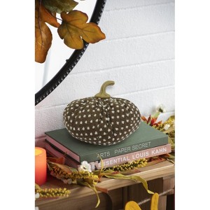 Yukimo Set of 3 Brown Pumpkin Decor, 8.3x8.3x5.5 Inch Fall Harvest Ornaments for Thanksgiving and Festival Tabletop Displays - 1 of 4