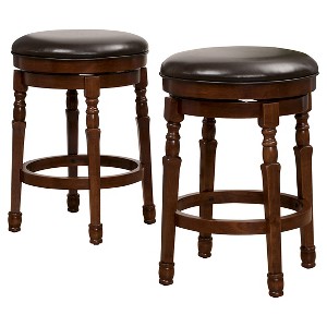 Set of 2 25.5" Paxx Bonded Leather Swivel Counter Height Barstool Chocolate Brown - Christopher Knight Home: Kitchen Island Seating - 1 of 4