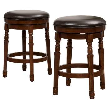 Set of 2 25.5" Paxx Bonded Leather Swivel Counter Height Barstool Chocolate Brown - Christopher Knight Home
