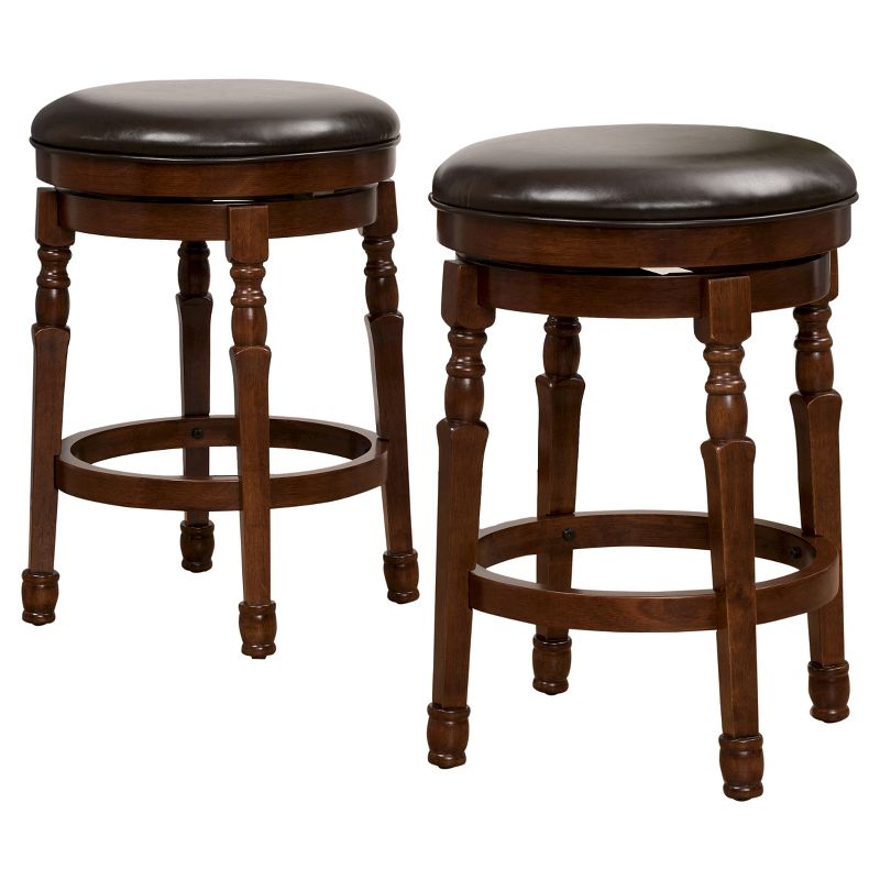 Set of 2 25.5&#34; Paxx Bonded Leather Swivel Counter Height Barstool Chocolate Brown - Christopher Knight Home, 1 of 5