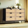 Acekool 6 Drawer Rattan Dresser, Fluted Chest with Stable Legs, Anti-Tipping Storage Cabinet for Bedroom - 3 of 4