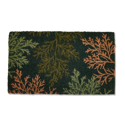 tagltd 1'6" x 2'6" Warm Wishes Fern Coir Mat Rectangle Indoor and Outdoor Coir Door Welcome Mat Green