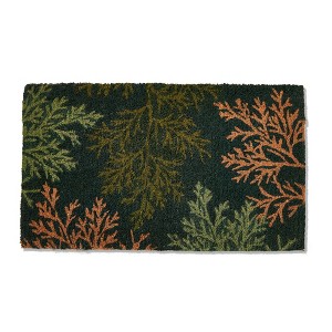 tagltd 1'6" x 2'6" Warm Wishes Fern Coir Mat Rectangle Indoor and Outdoor Coir Door Welcome Mat Green - 1 of 2