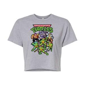 Women's - Teenage Mutant Ninja Turtles - Pixel Gaming Group Cropped Graphic T-Shirt - 1 of 4