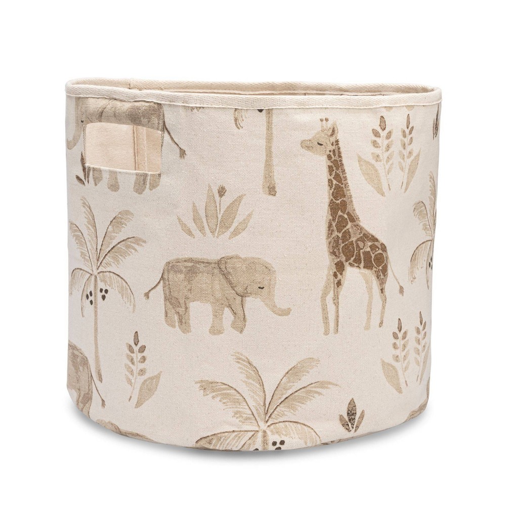Crane Baby Canvas Storage Bin - Kendi Safari: Folds Flat, 13" x 12" Round, Cotton