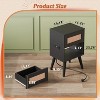 GALAXHERO Rattan Nightstands Set of 2 with Charging Station Boho Wood Side Tables Small End Tables with Drawers for Bedroom - 3 of 4