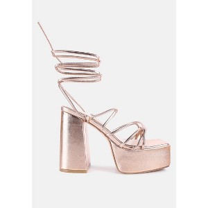 Anvil Metallic Block Heeled Lace Up Sandals Women - 1 of 4