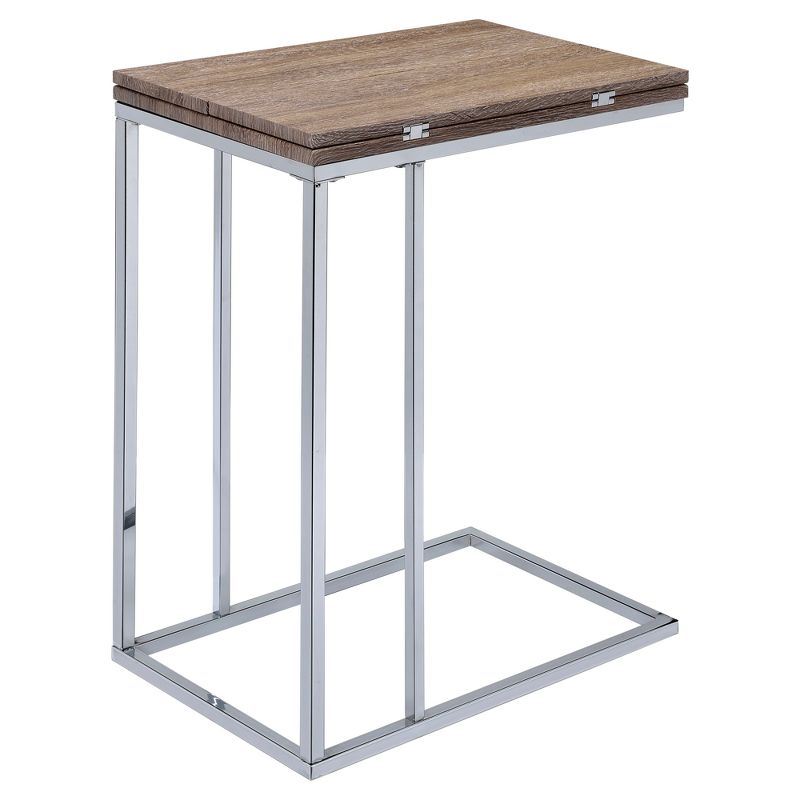 End Table Oak Chrome - Acme Furniture, 1 of 8