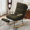 NicBex Teddy Fabric Glider Rocking Chair,Upholstered Nursery Rocking Chair with High Backrest and Retractable Footrest,Nursing Chair for Bedroom,Green - 2 of 4