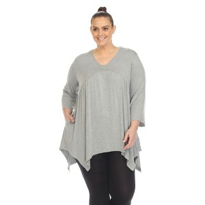 Plus Size Empire Cut V-Neck Tunic Top - 1 of 4