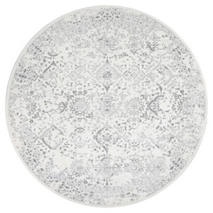 Off White Solid Loomed Round Area Rug - (8