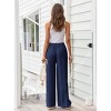 BLUEMING Breezy Linen-Blend Trousers - Women's Drawstring Wide-Leg Pants with Pockets - 3 of 4