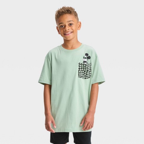 Boys' Disney Mickey Mouse u0026 Friends Pocket Short Sleeve Graphic T-shirt -  Green : Target