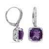 Ross-Simons 6.00 ct. t.w. Amethyst and .18 ct. t.w. Diamond Drop Earrings in Sterling Silver - 2 of 3