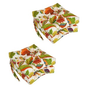 Blazing Needles, 16-inch Spun Polyester Patterned Outdoor Square Tufted Chair Cushions (Set of 4) - 1 of 2