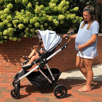 Black Leather All-Terrain Single Bassinet Stroller