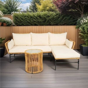 Whisen 3-Piece Wicker Patio Set with Table, Chairs & 3.15" Thick Cushions - 1 of 4