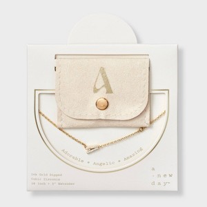 14K Gold Dipped Cubic Zirconia Initial Necklace - A New Day™ - 1 of 4
