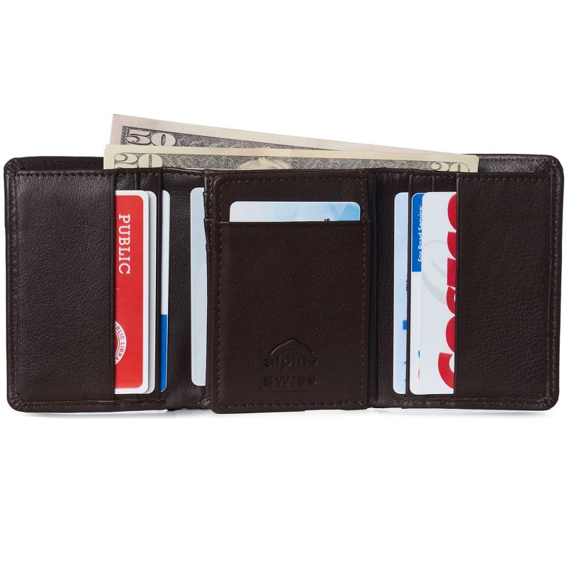 Alpine Swiss RFID Mens Theo OVERSIZED Trifold Wallet Deluxe Capacity With Divided Bill Section Camden Collection Comes in a Gift Box, 3 of 8